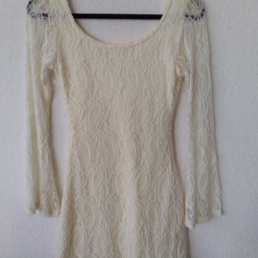 Cream Colored Lace Mini Dress